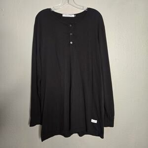 Minimalist Relaxed Black Long Sleeve Henley Shirt Size Men's XXL Classic Kinetix